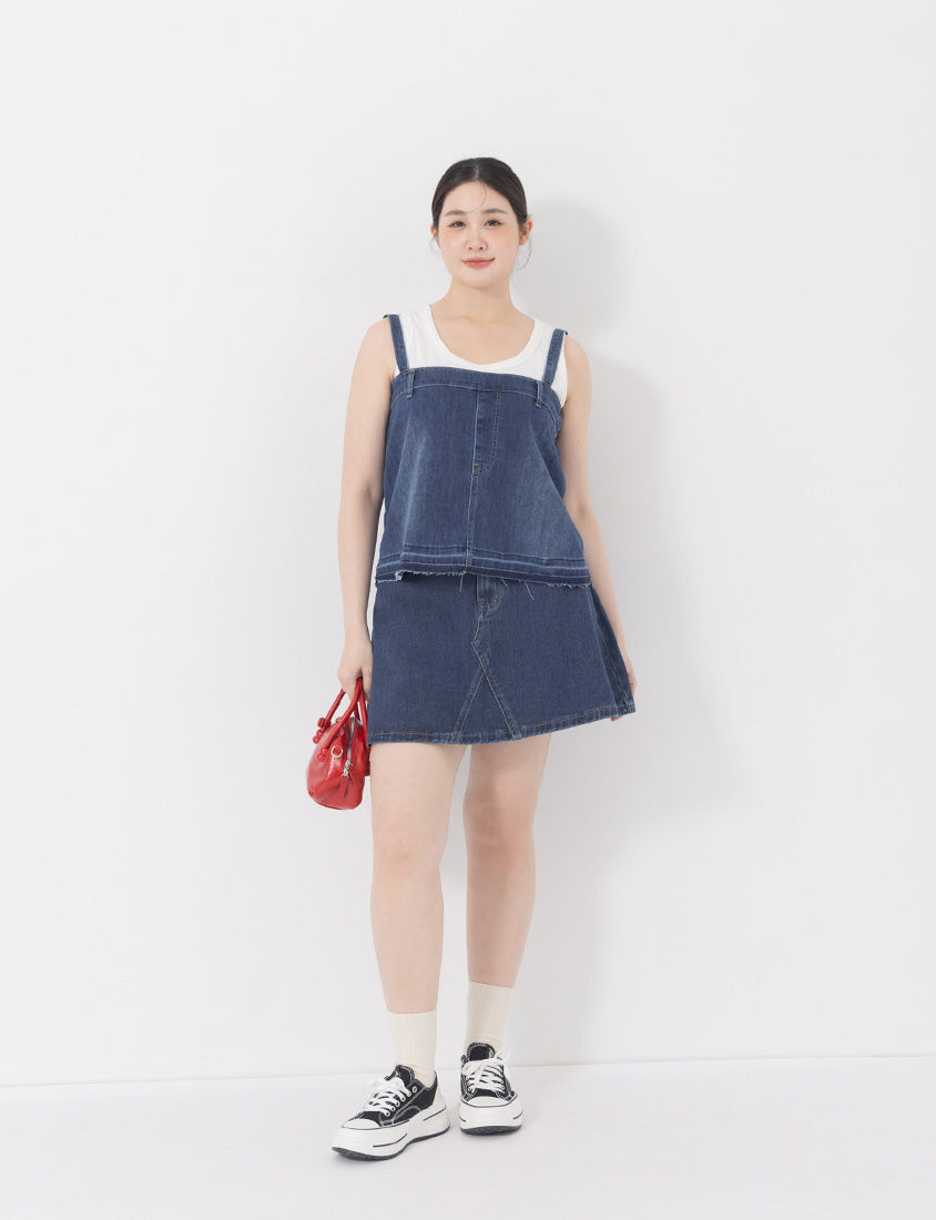 Tencel Denim Elastic Back Plus Size Strap Cami Vest