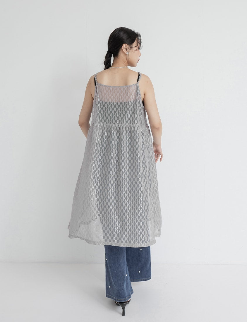 MISS. 2-Way Diamond Pattern Tie Plus Size Long Vest
