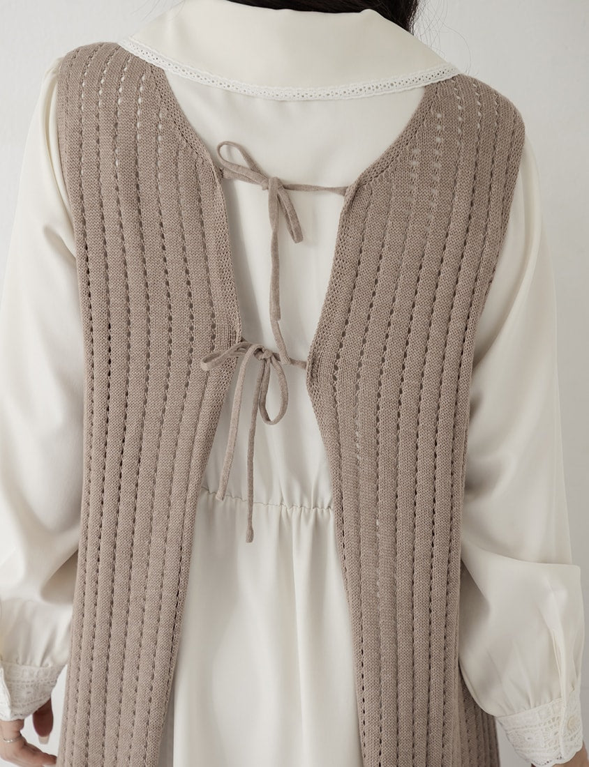 MISS. 2-Way Convertible Hollow Plus Size Long Knit Vest