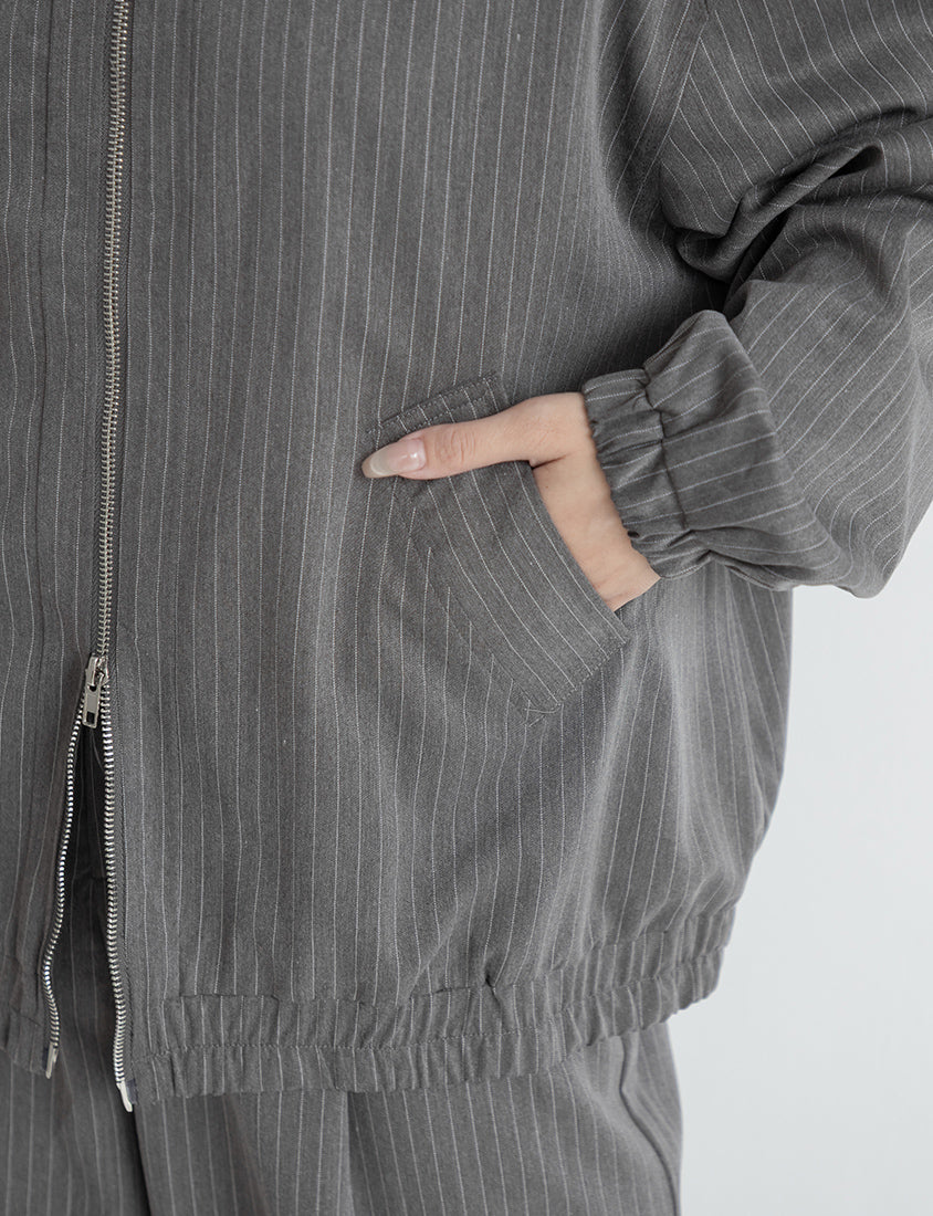 American Casual Striped Plus Size Jacket