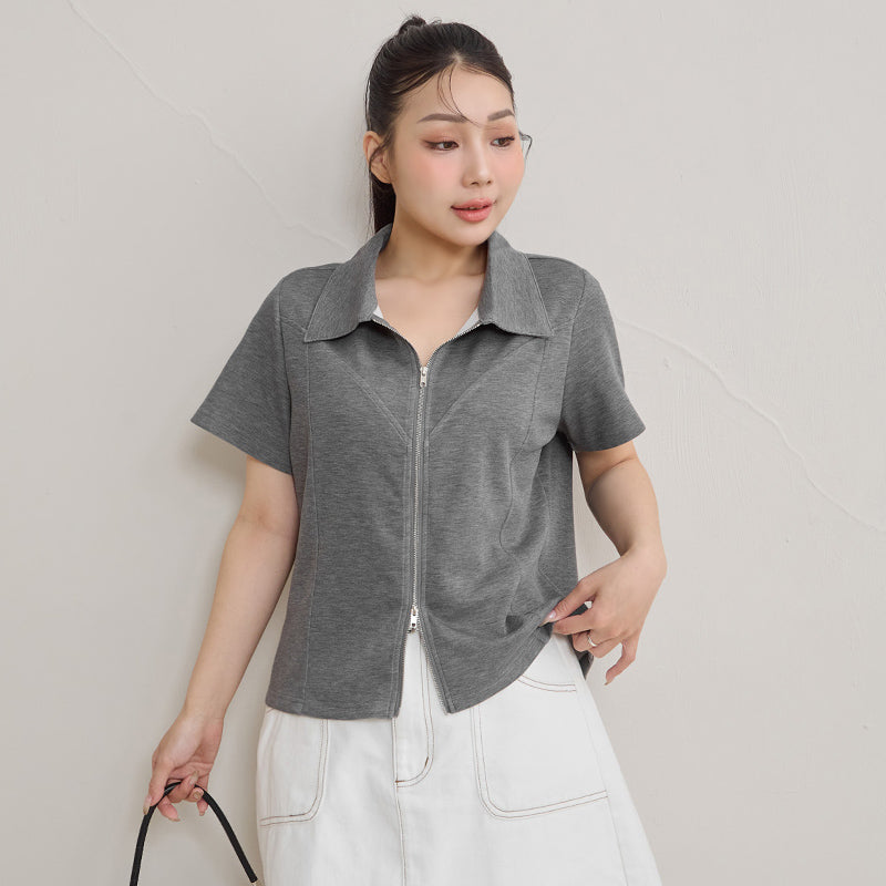 Instant Cool Cloud Cotton Double Zip Plus Size Shirt