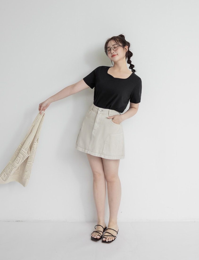 Sweet & Edgy Utility Cargo Pocket A-Line Plus Size Mini Skirt