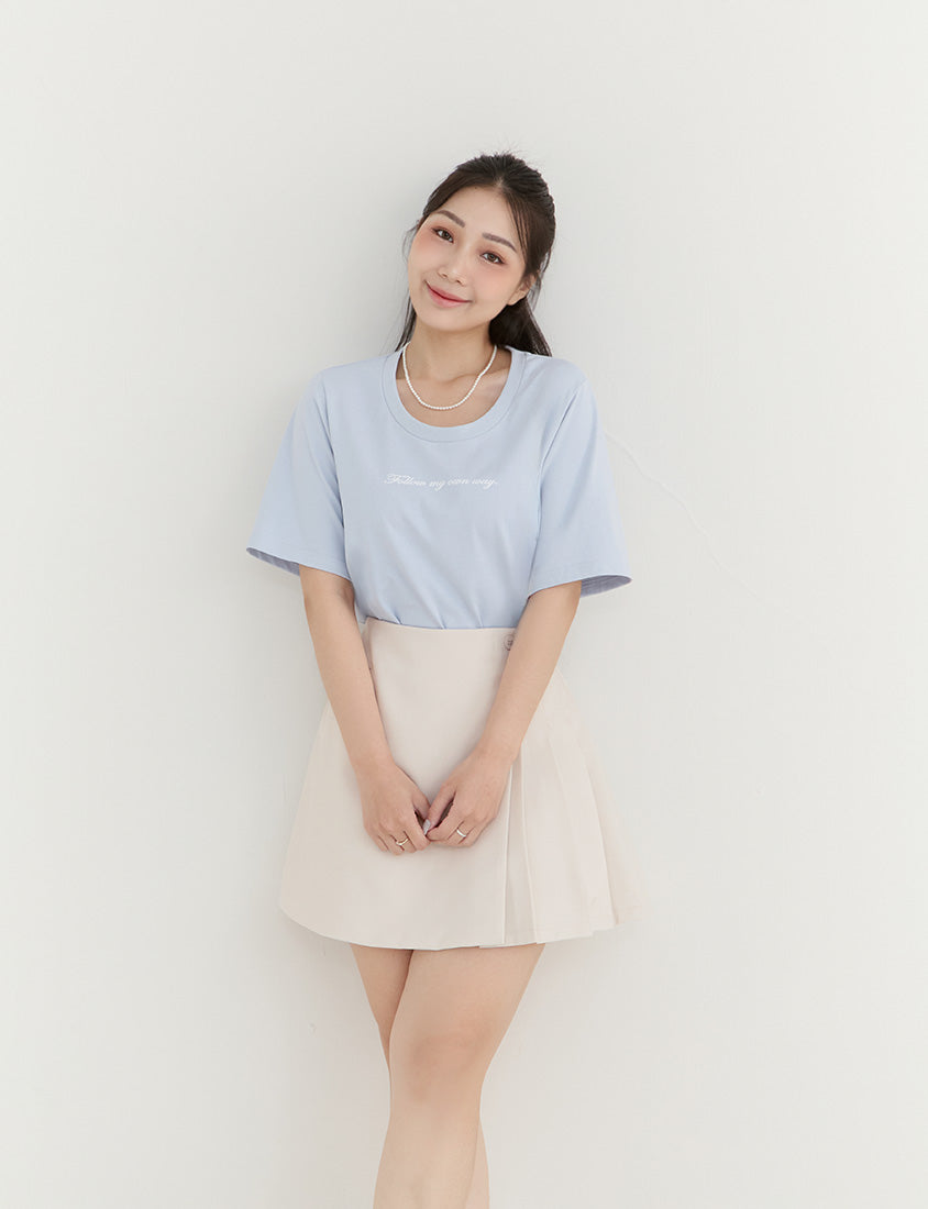 MISS. Elegant Contrast Letter Print Plus Size Tee