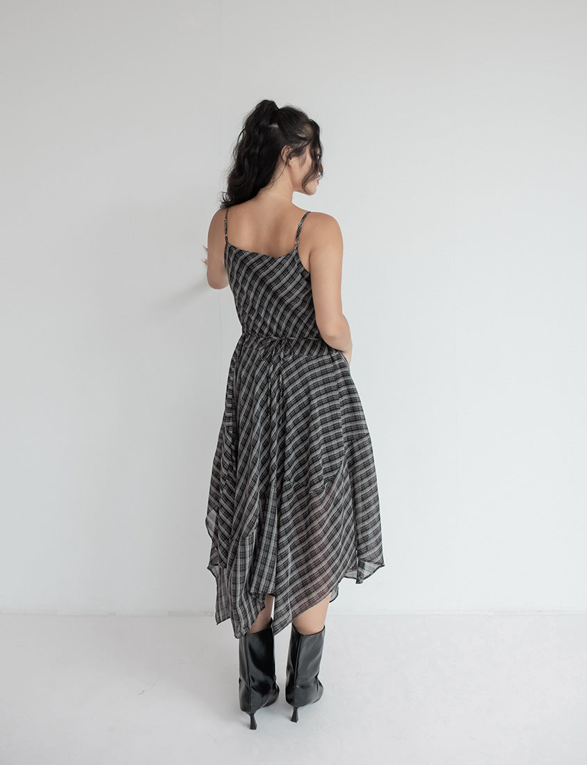 MUA! Asymmetrical Hem Plaid Plus Size Cami Dress