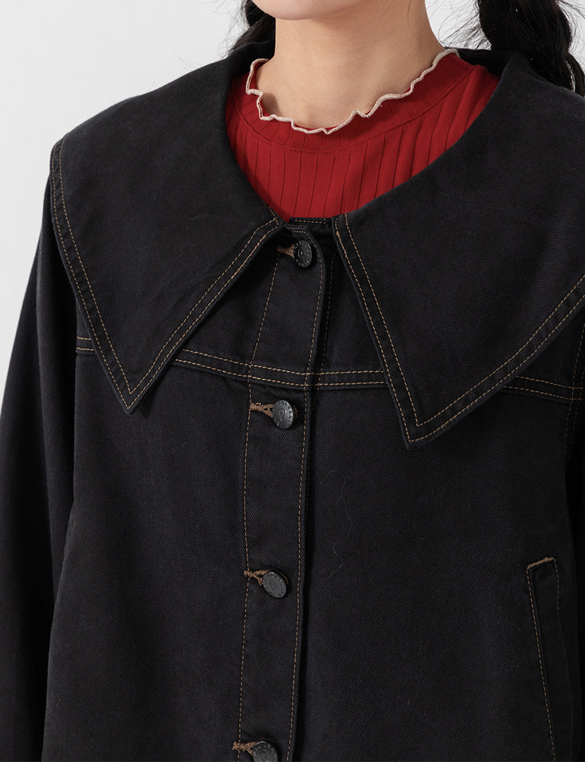 Sweet Collar Lyocell Twill Plus Size Jacket