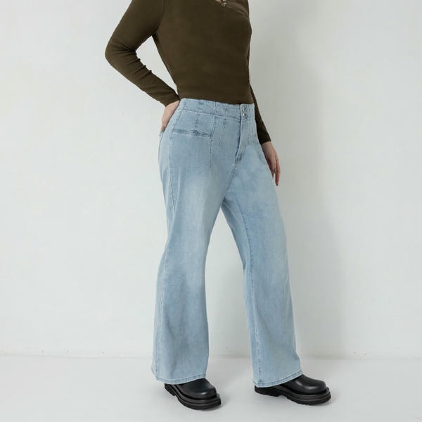 MUA! High Waist Corset Sculpting Long Leg Plus Size Flare Jeans