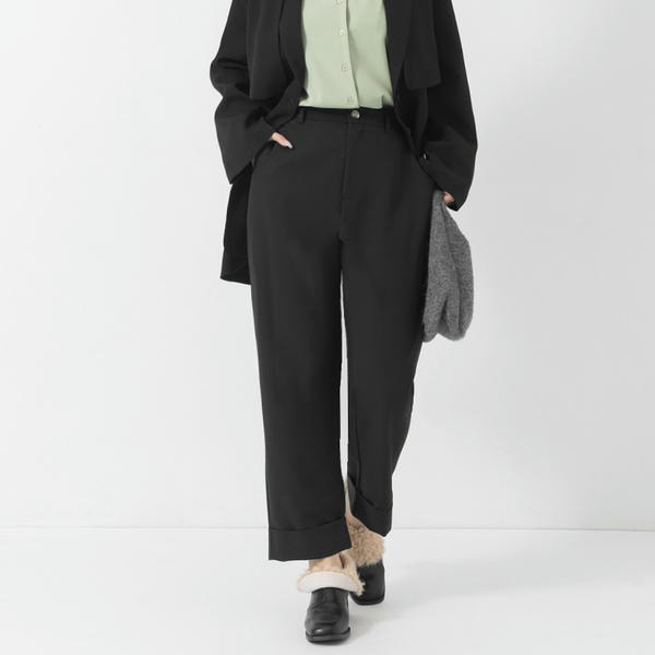 MISS. Boyfriend Style Cropped Cuffed Plus Size Tailored Pants