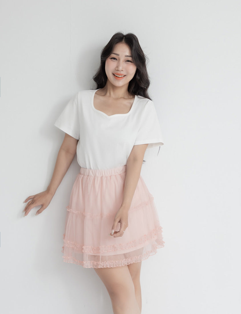 Upgraded 2.0! Sweetheart Neckline Plus Size Slim Tee