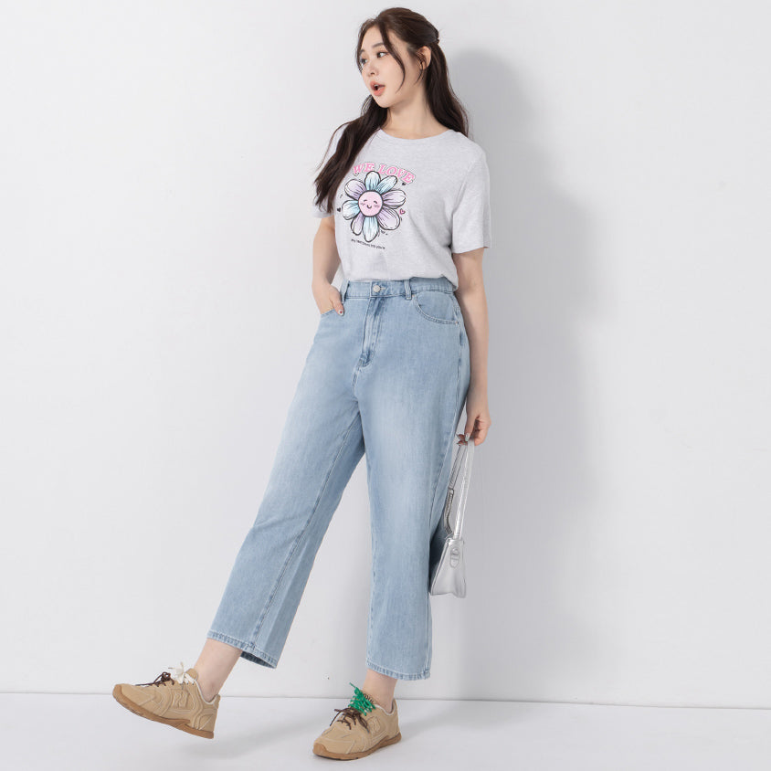 Standard Perfect Fit Slim Straight Cropped Plus Size Jeans