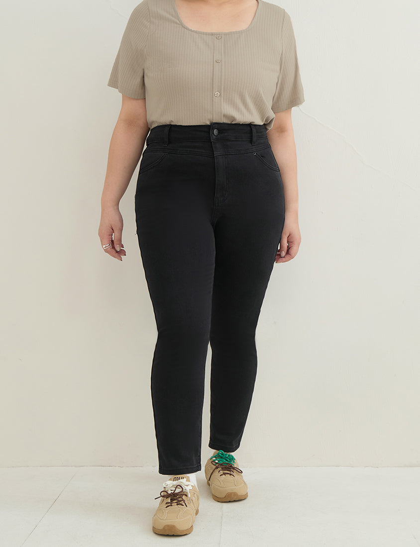 High-Waist Stretch Slim-Leg Plus Size Pants (Regular)