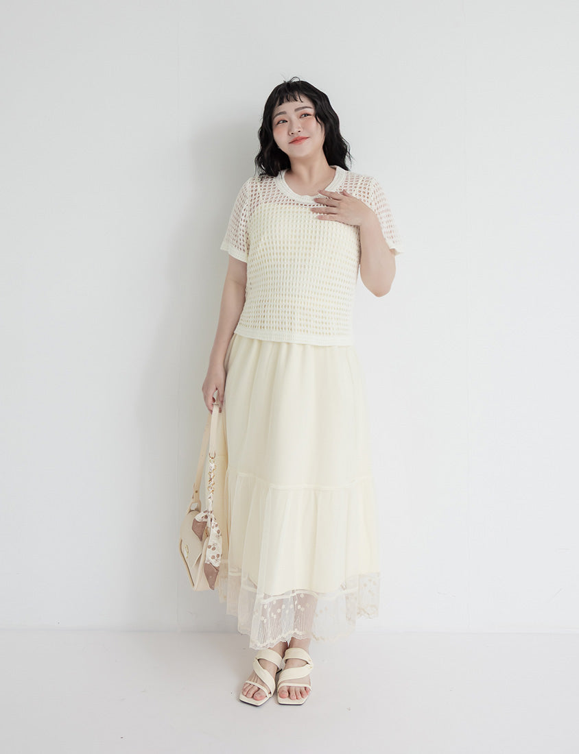 Summer Hollow Knit Short Sleeve Plus Size Top