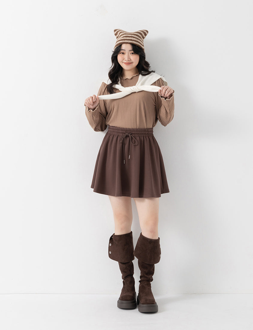 QQ Yogurt Touch Cotton Comfy A-Line Plus Size Mini Skirt