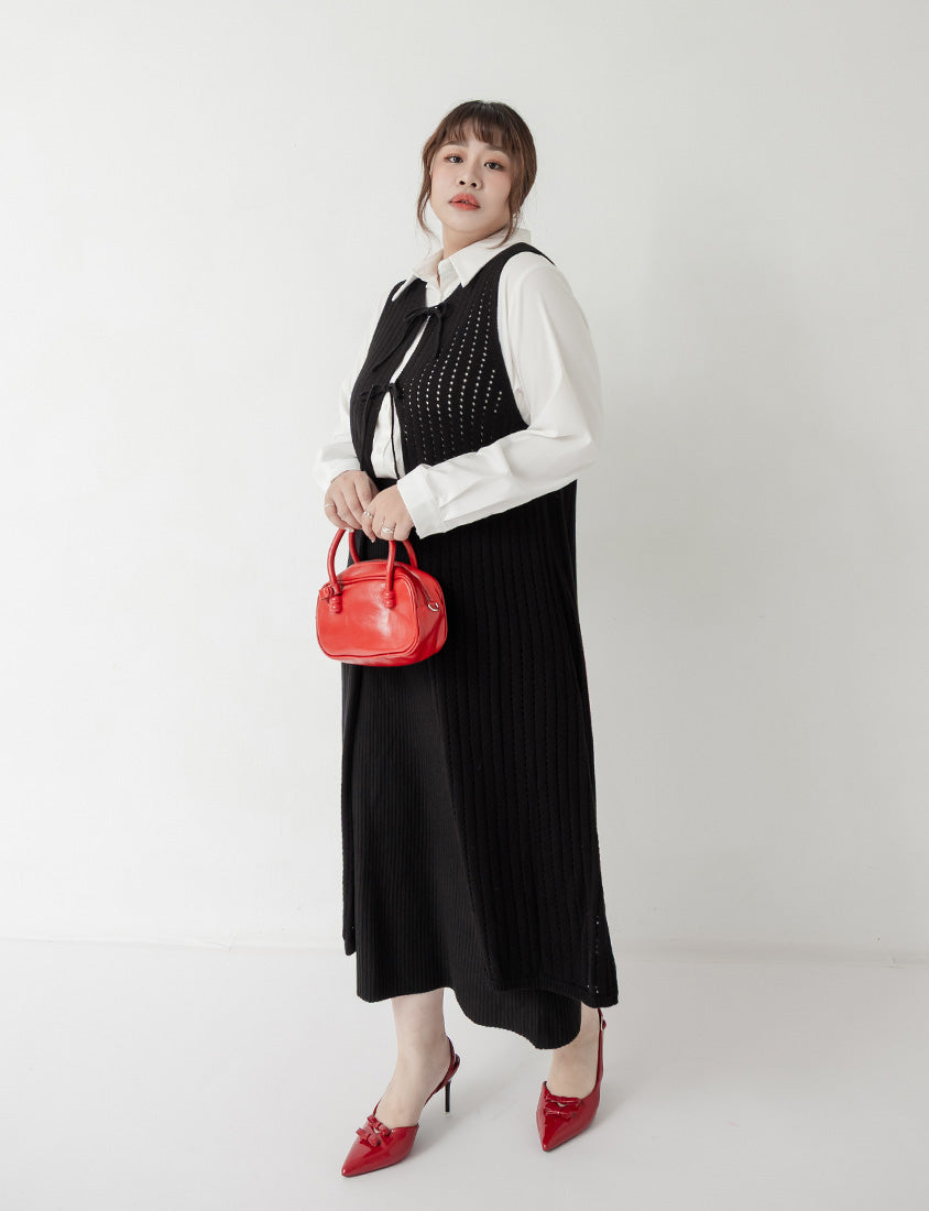MISS. 2-Way Convertible Hollow Plus Size Long Knit Vest