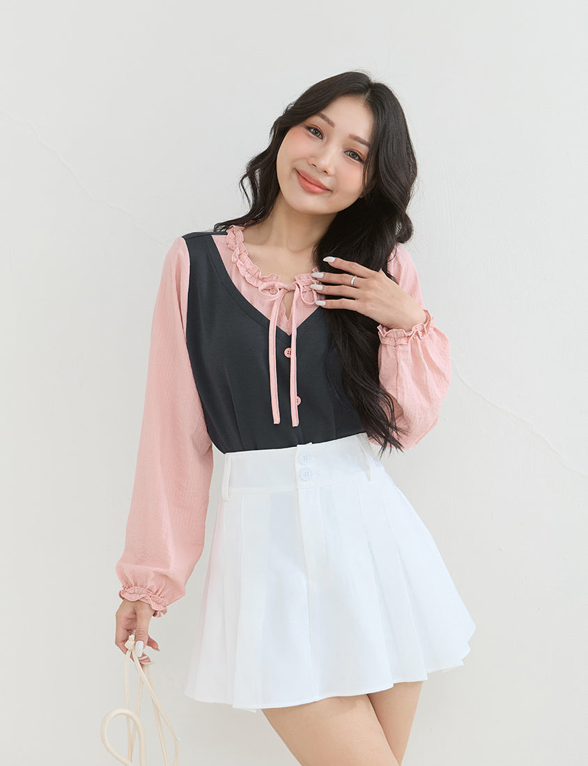 Slimming A-Line Pleated Plus Size Mini Skirt