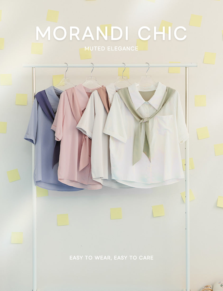 MISS. Morandi Faux Two Piece Plus Size Shirt (With Shawl)