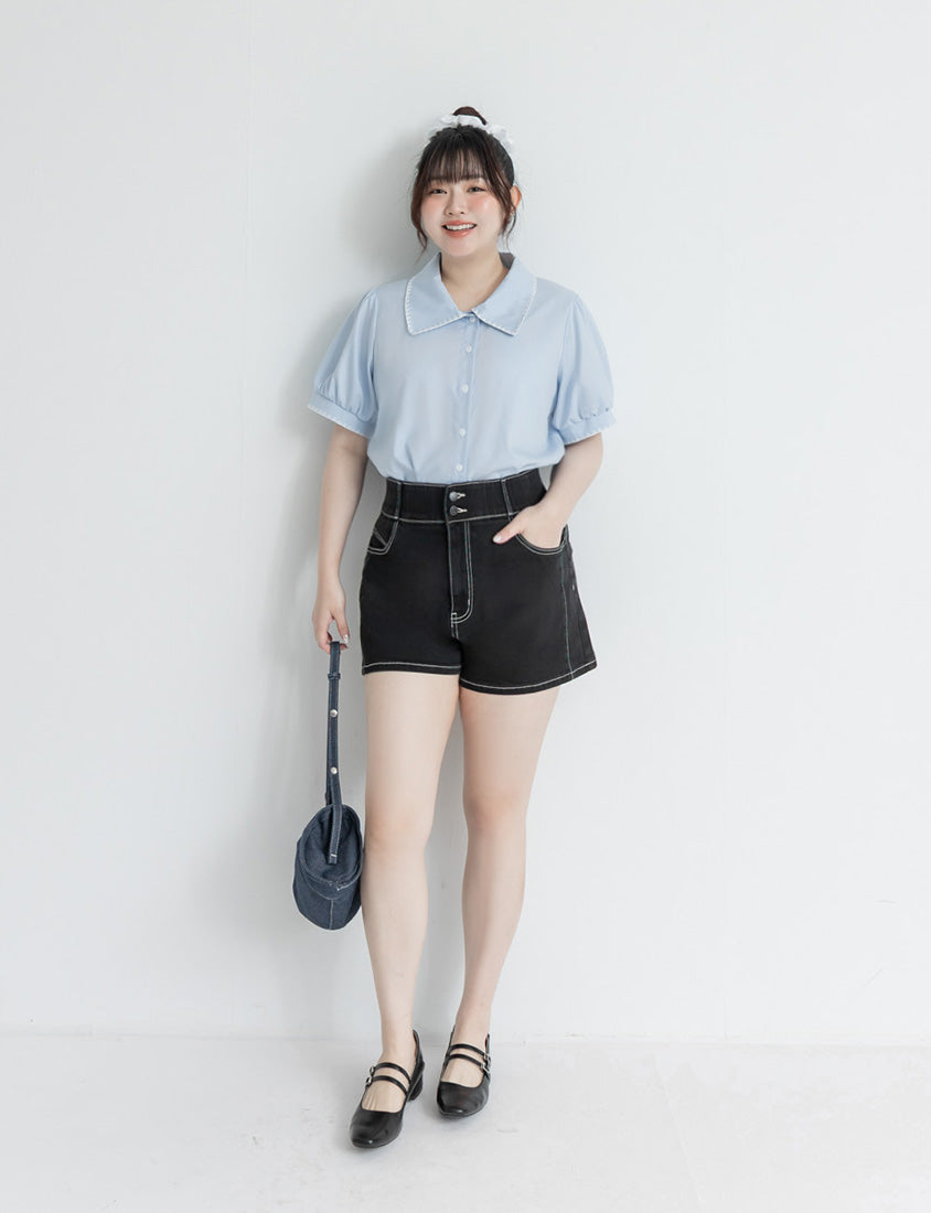 Slimming High Waist A-Line Plus Size Denim Shorts