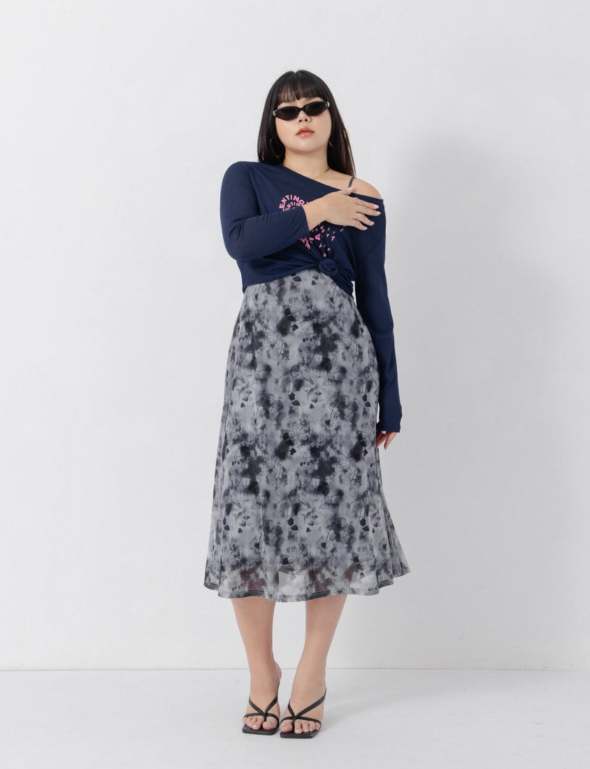 MUA! Sheer Adjustable Tie-Dye Plus Size Maxi Dress
