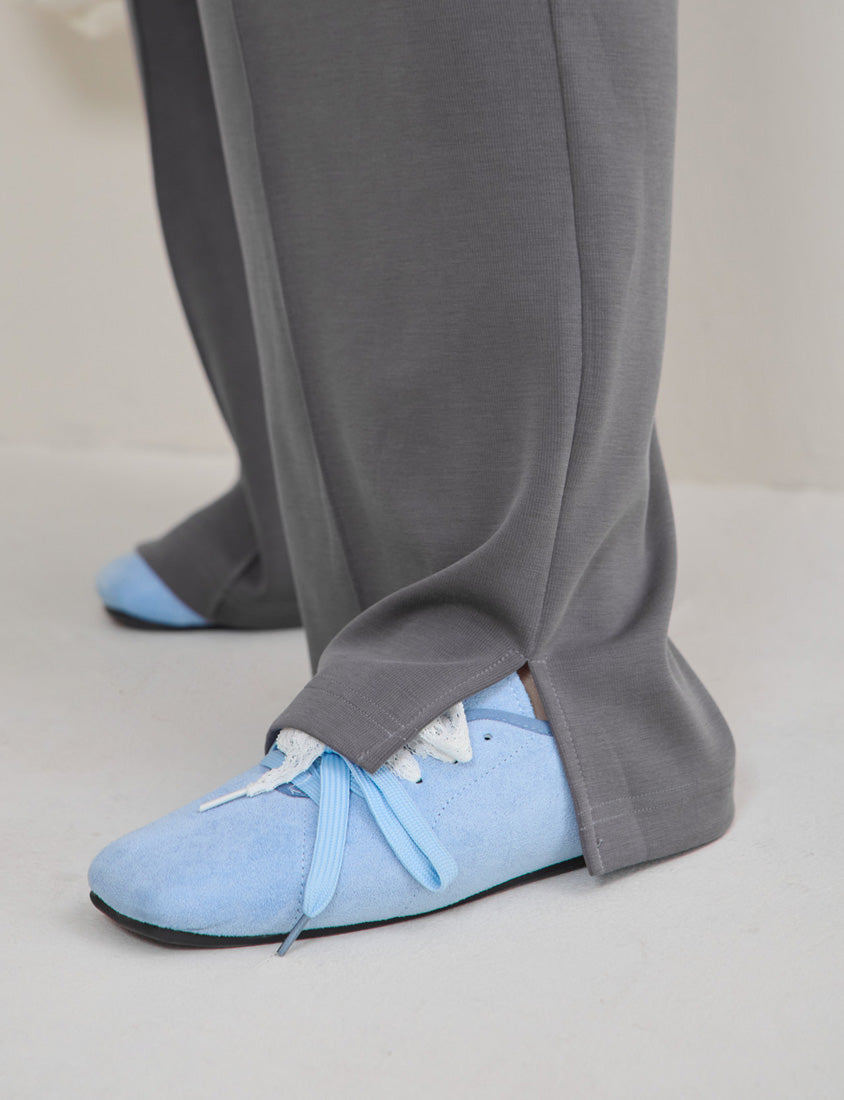 Instant Cool Cloud Cotton Stitch Slit Plus Size Wide Pants