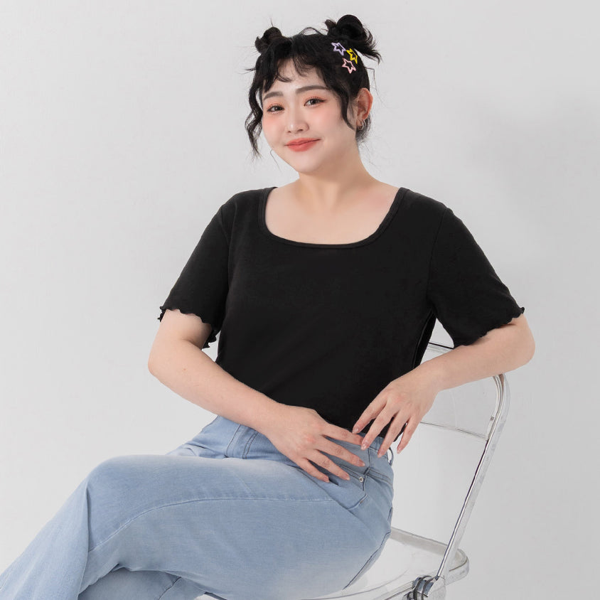 Instant Cooling Cloud Cotton Square Neck Plus Size Tee