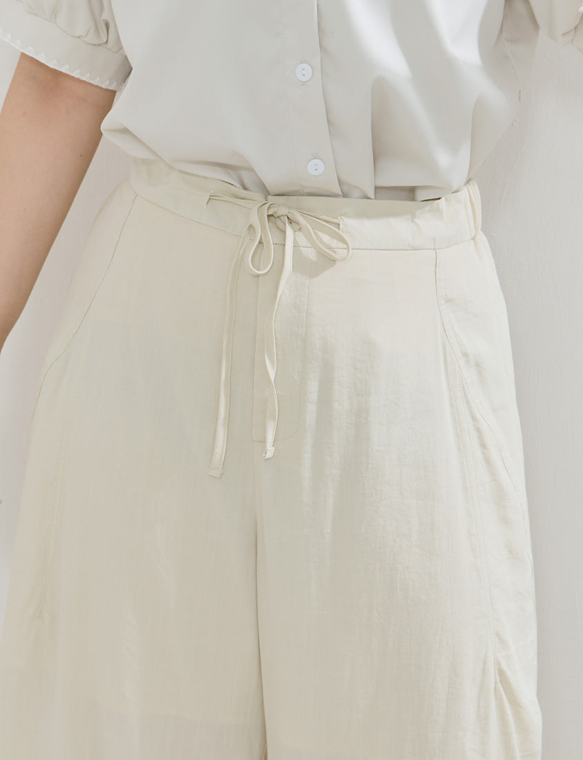 Lightweight Linen-Blend Plus Size Drawstring Pants