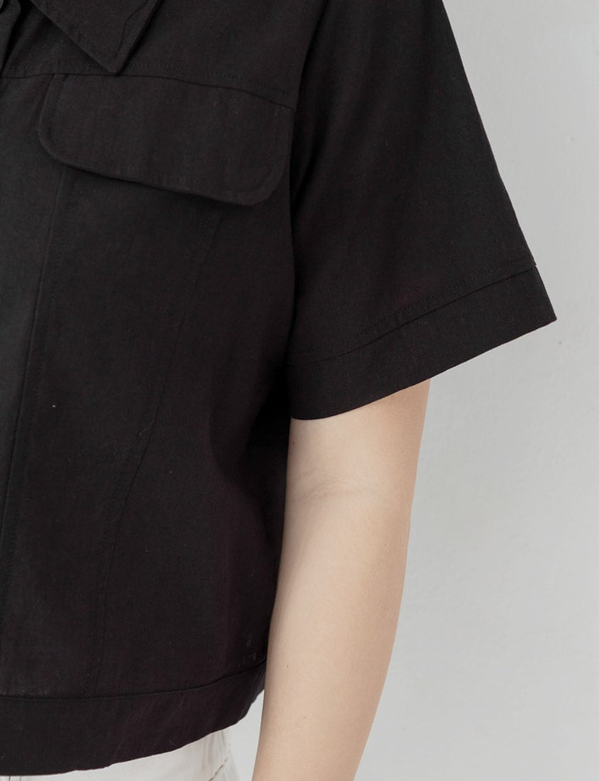 Spring Cotton Linen Stitch Plus Size Short Sleeve Shirt