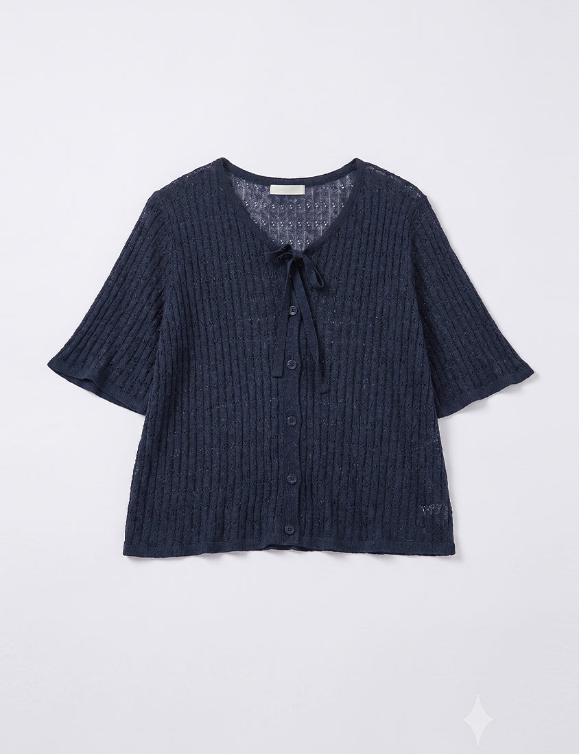 MISS. Lyocell Linen Ribbed Knit Plus Size Cardigan
