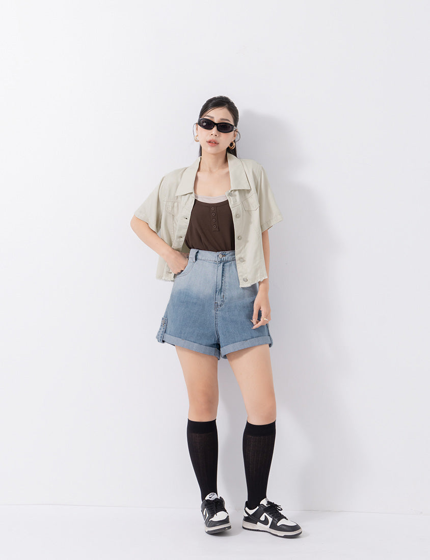 MUA! Gradient Cuffed Denim Plus Size Shorts