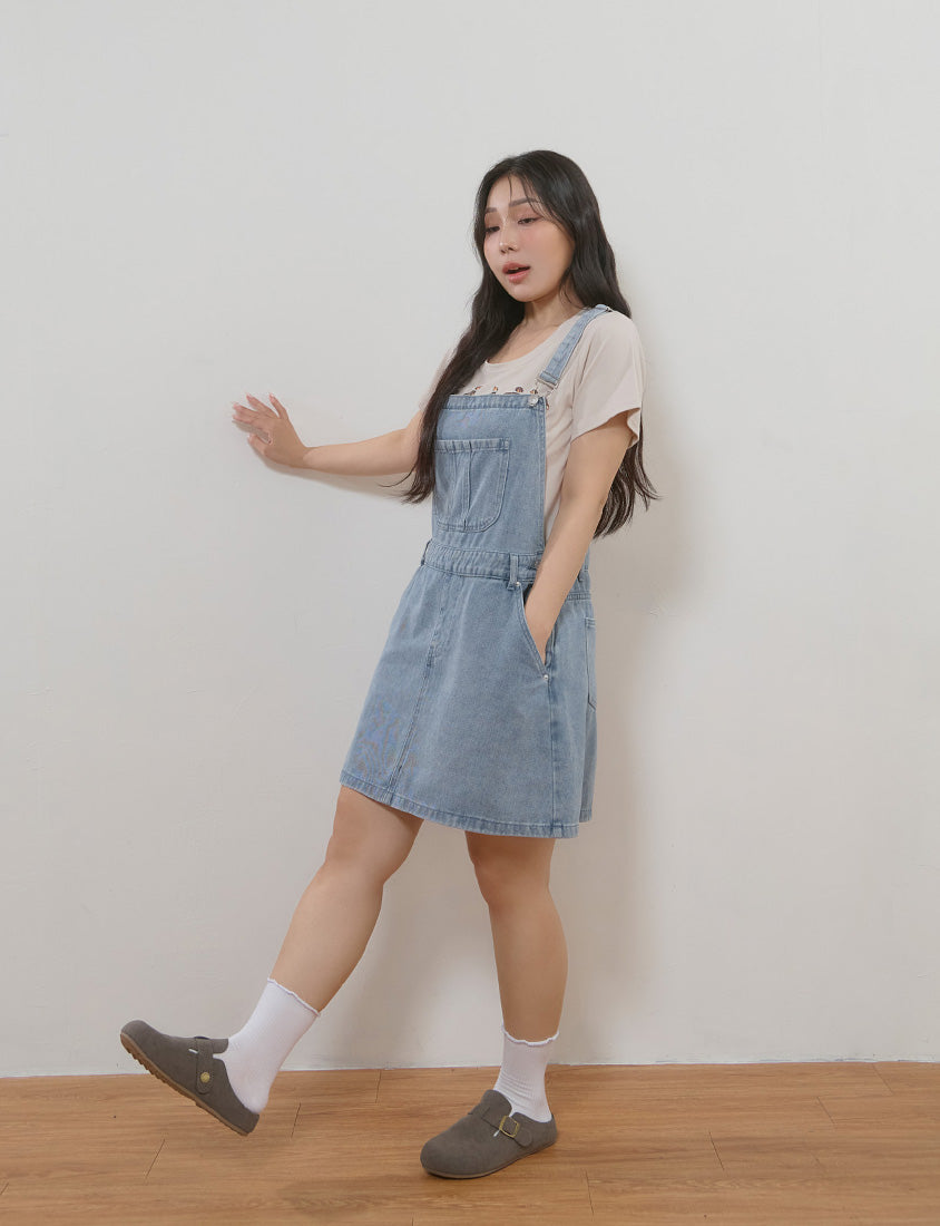 Playful Adjustable Denim Plus Size Overall Skirt