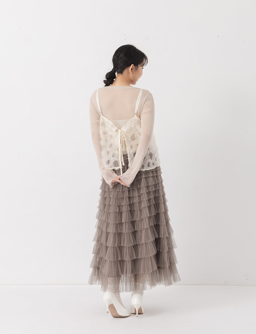 MISS. Elegant Intricate Mesh Tie Plus Size Camisole Vest