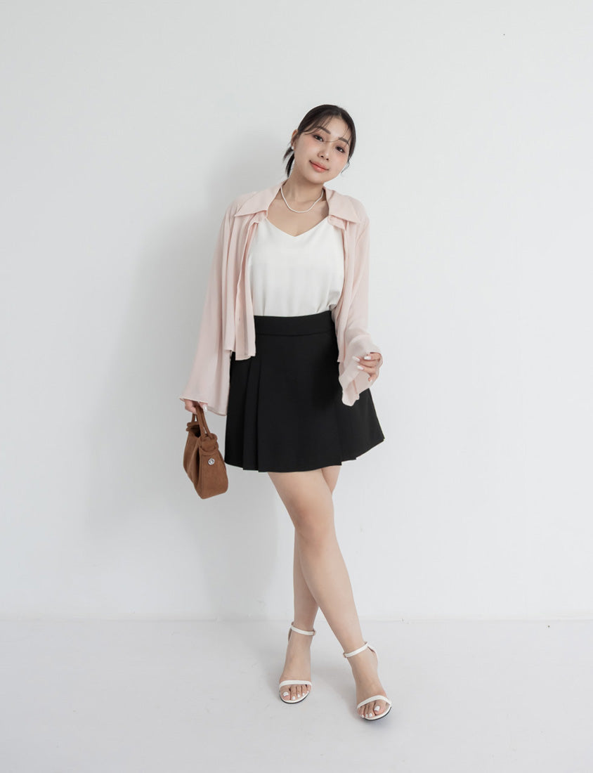 MISS. Elegant Wrinkle-Resistant Pleated Chiffon Plus Size Skirt