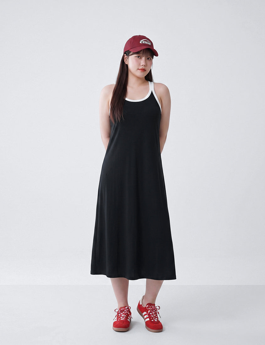 Lyocell Cloud Cotton Open-Back Short Sleeve Maxi Dress