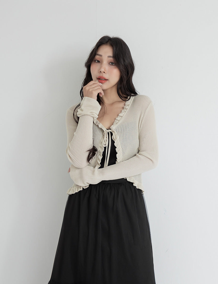 Instant Cooling Tencel Blend Tie-Front Knit Plus Size Cardigan