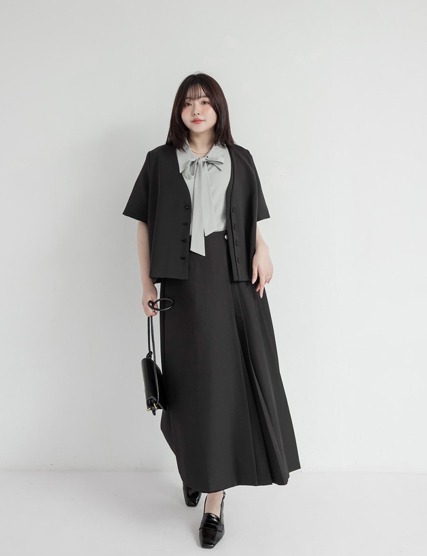 MISS. Asymmetric Pleated A-Line Plus Size Tailored Skirt
