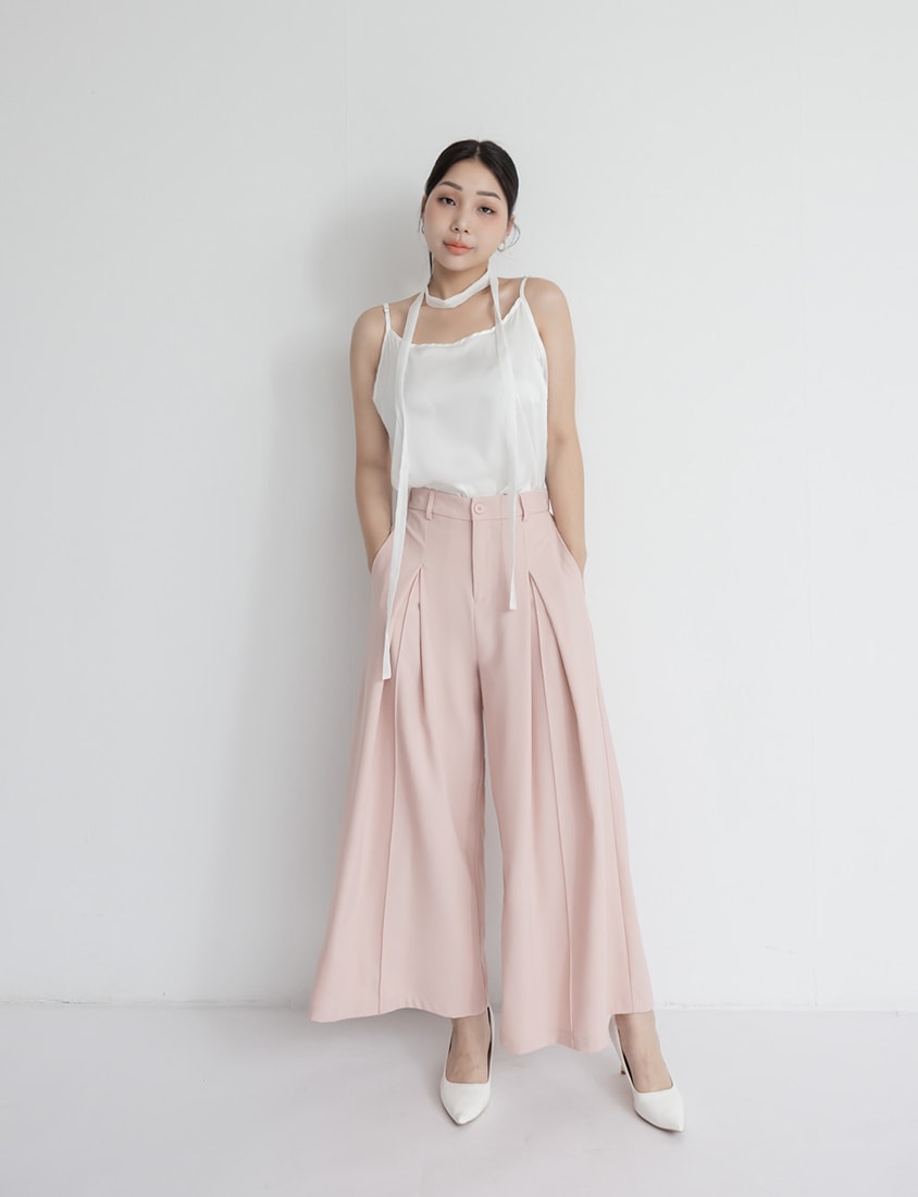 Pleated Cropped Plus Size Wide-Leg Pants