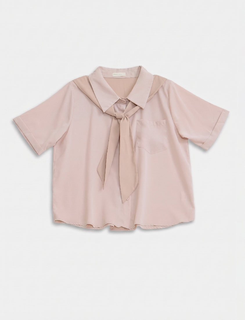 MISS. Morandi Faux Two Piece Plus Size Shirt (With Shawl)