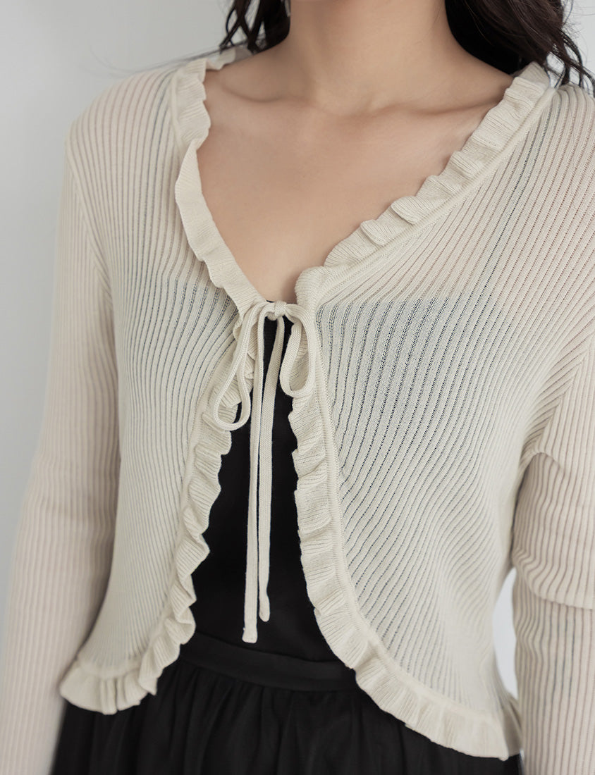 Instant Cooling Tencel Blend Tie-Front Knit Plus Size Cardigan