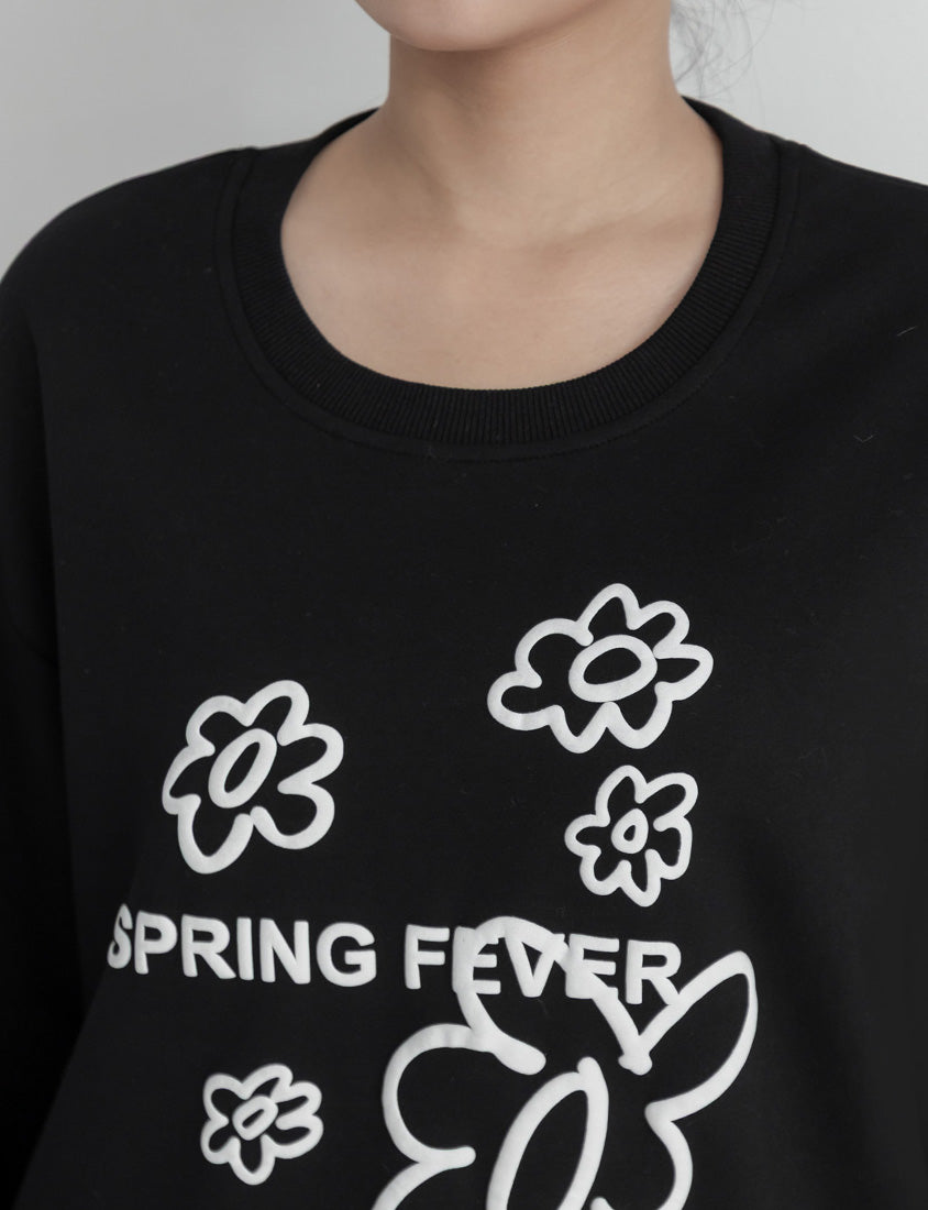 Sweet 3D Floral Plus Size Long Sleeve Sweatshirt