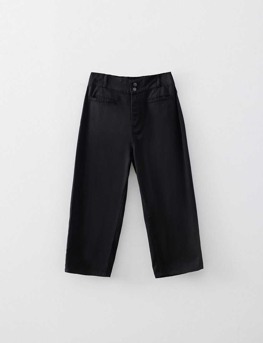 Slim Fit Wide Waistband Twill Plus Size Boyfriend Pants