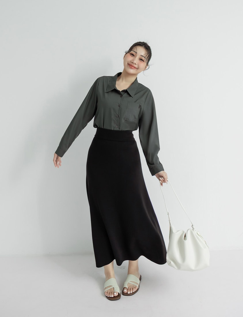 Instant Icy Cooling Cloud Cotton High Waist A-Line Plus Size Maxi Skirt