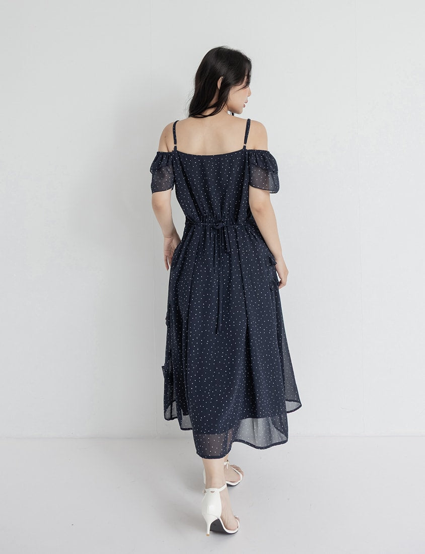 Heart Print Off-Shoulder Plus Size Cami Maxi Dress