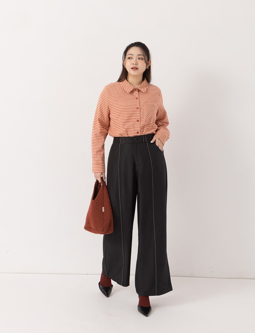 MISS. Slim Fit Colorblock Topstitched Plus Size Tailored Pants