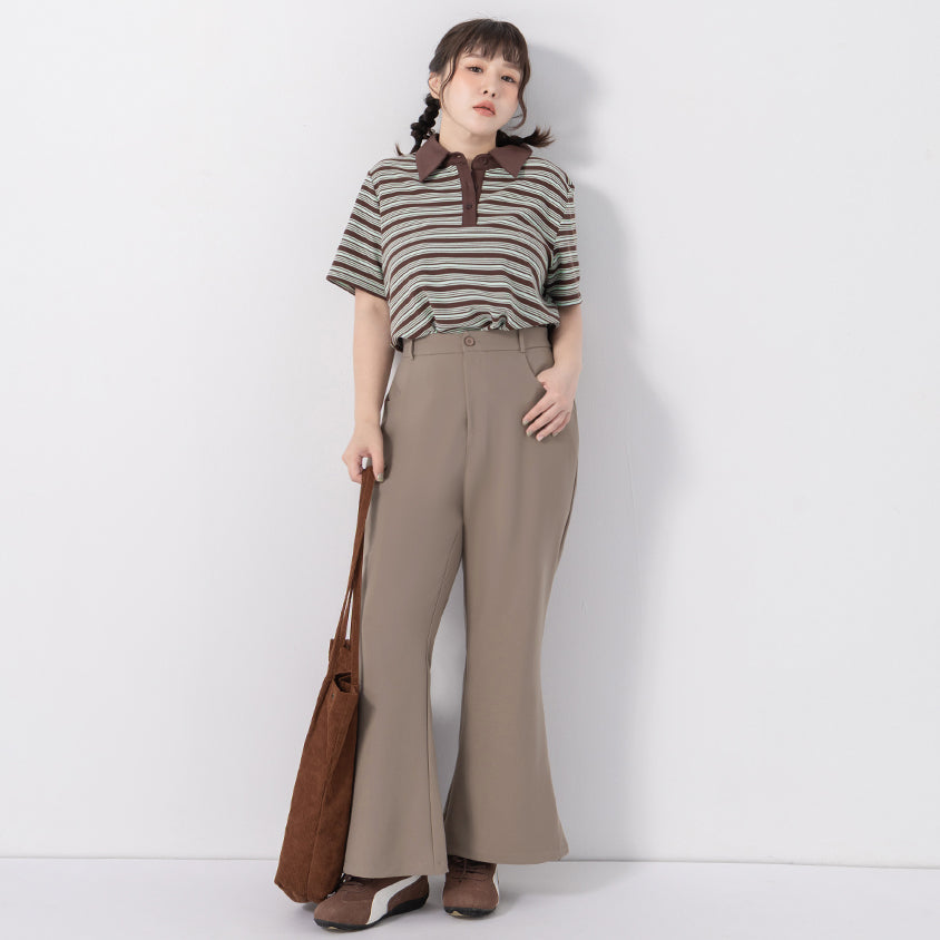 Perfect Proportion Slim Fit Plus Size Flared Trousers (Short)