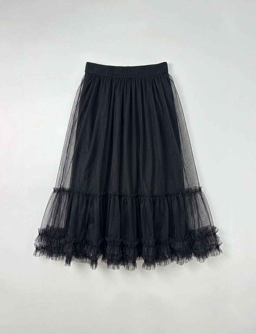 Ethereal Layered Mesh Plus Size Maxi Skirt