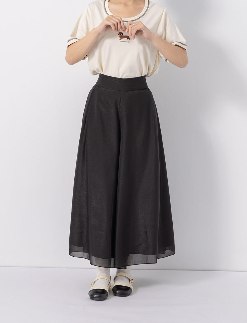 Wide Waistband Ethereal Sheer Plus Size Wide Leg Pants