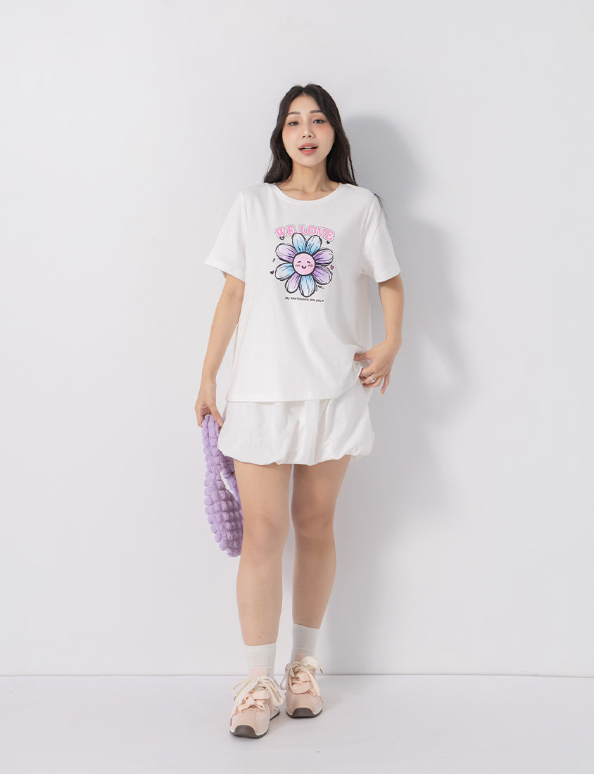 3D Gradient Floral Print Plus Size Tee