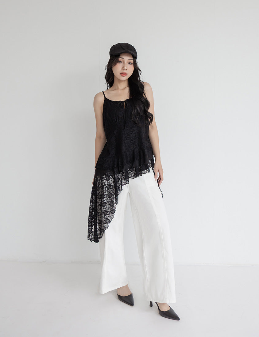 MUA! Sweet Lace Asymmetrical Hem Plus Size Cami Top