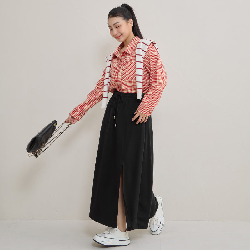 Instant Cool Cloud Cotton Slit A-Line Plus Size Skirt