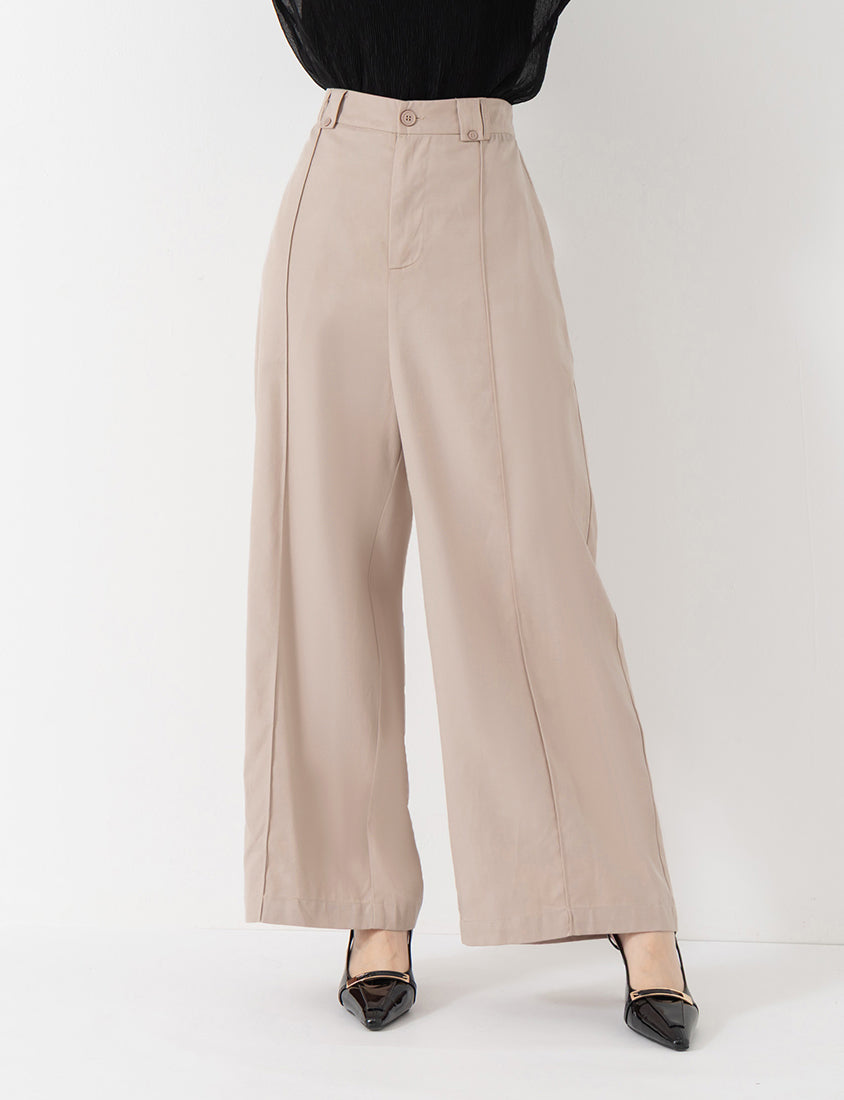 MISS. Lyocell Twill Topstitched Plus Size Trousers