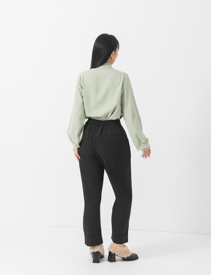 MISS. Boyfriend Style Cropped Cuffed Plus Size Tailored Pants