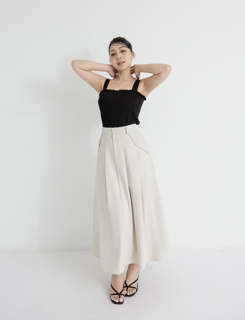 High Waist Double Button Pleated Chiffon Plus Size Skirt